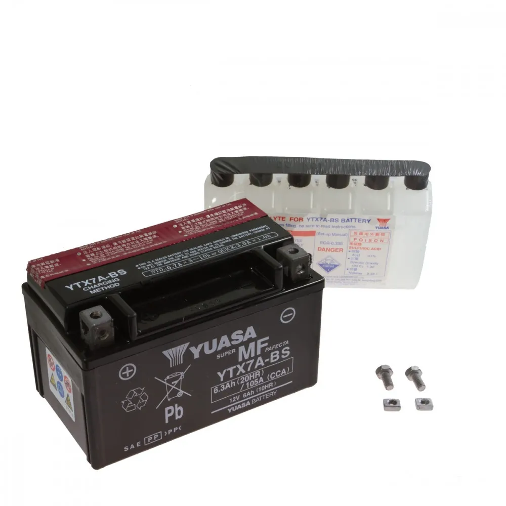 YUASA Batterie YTX7A-BS, 12 Volt Wartungsfrei