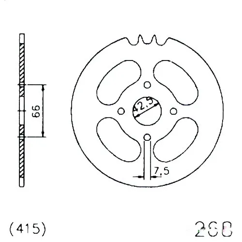 Kettenrad 40Z Teilung 415 schwarz Innendurchmesser 42.5 Lochkreis 066