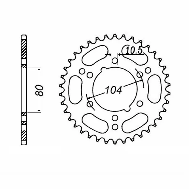 Kettenrad, 46 Zähne, Teilung 520, schwarz