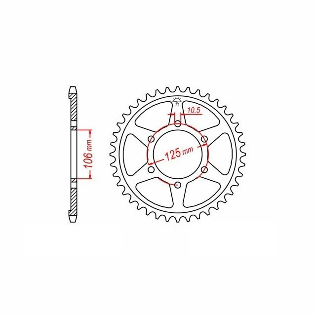Kettenrad, 50 Zähne, Teilung 525, schwarz