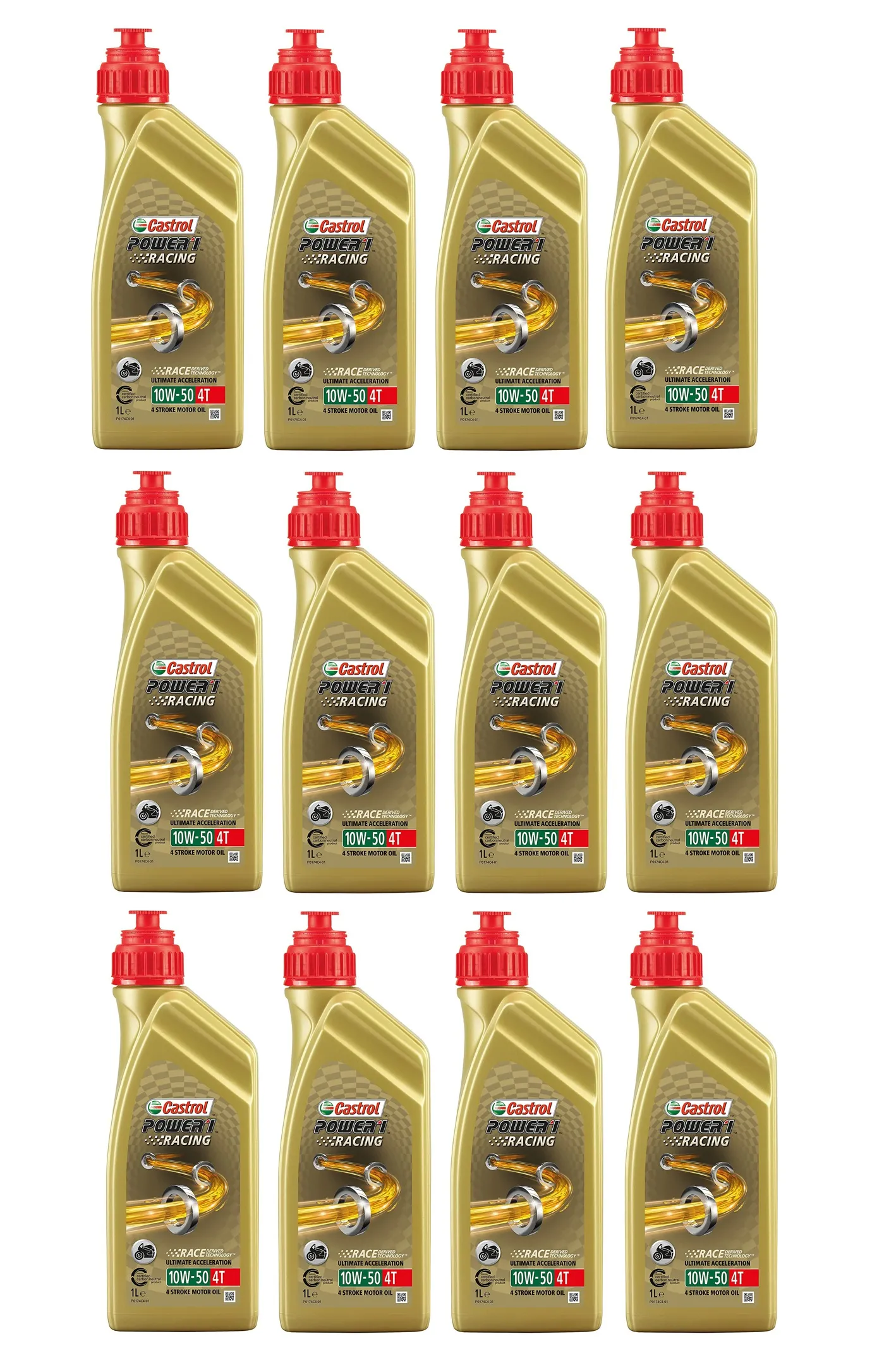 12l Castrol Power 1 Racing 10W-50 Motorrad 4T Motoröl 12x1L