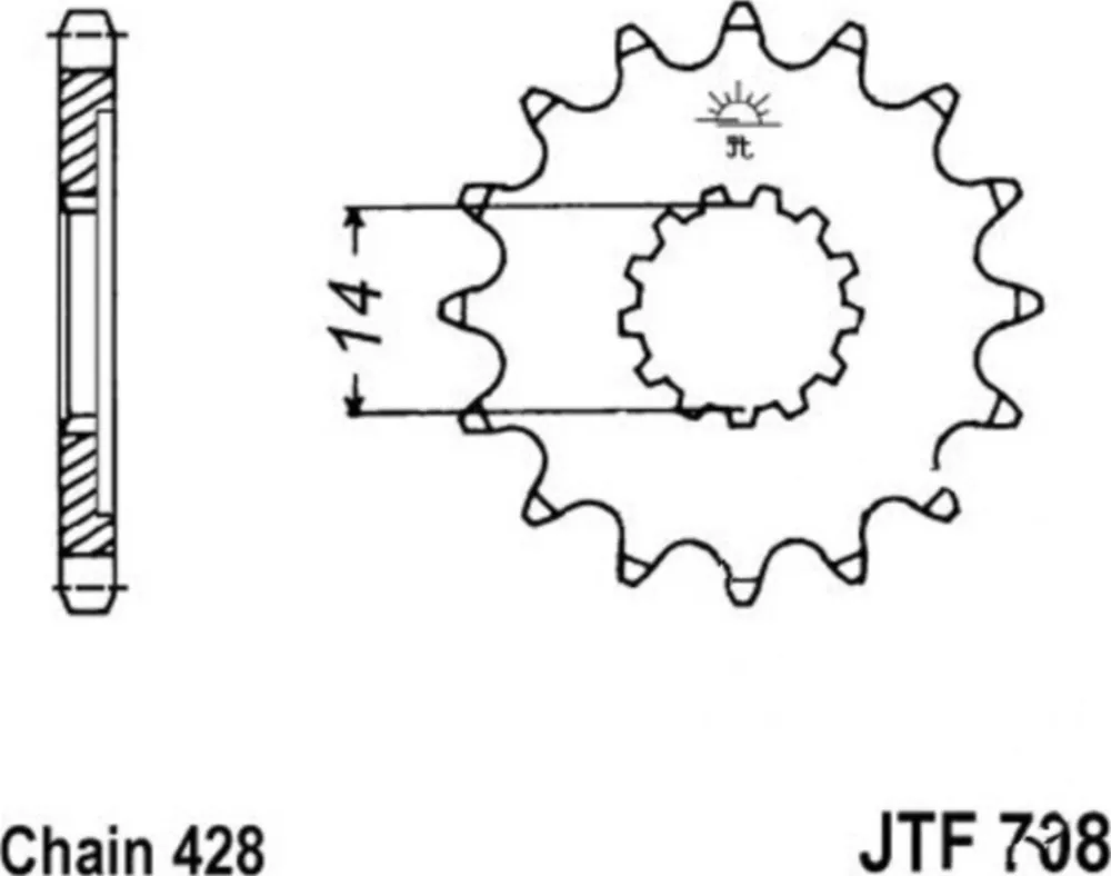 Front sprocket 13t pitch 428 JTF70813