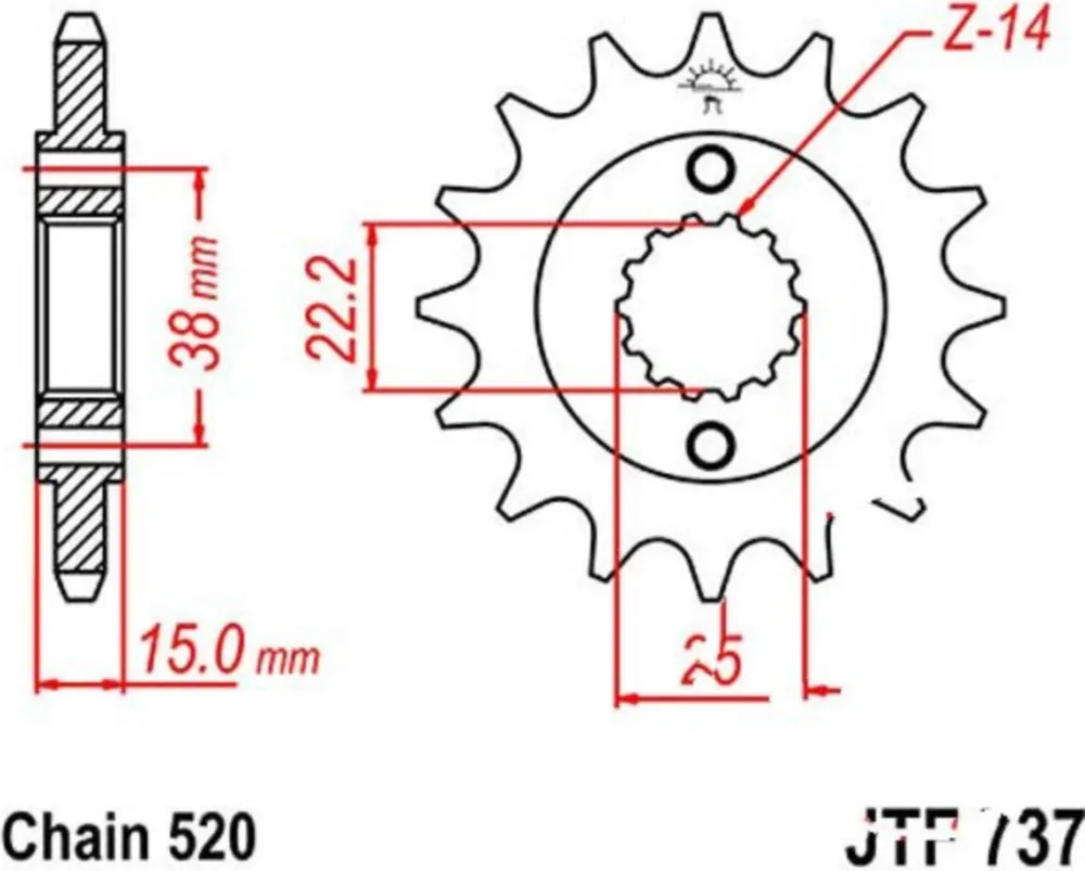 Front sprocket 14t pitch 520 JTF73714