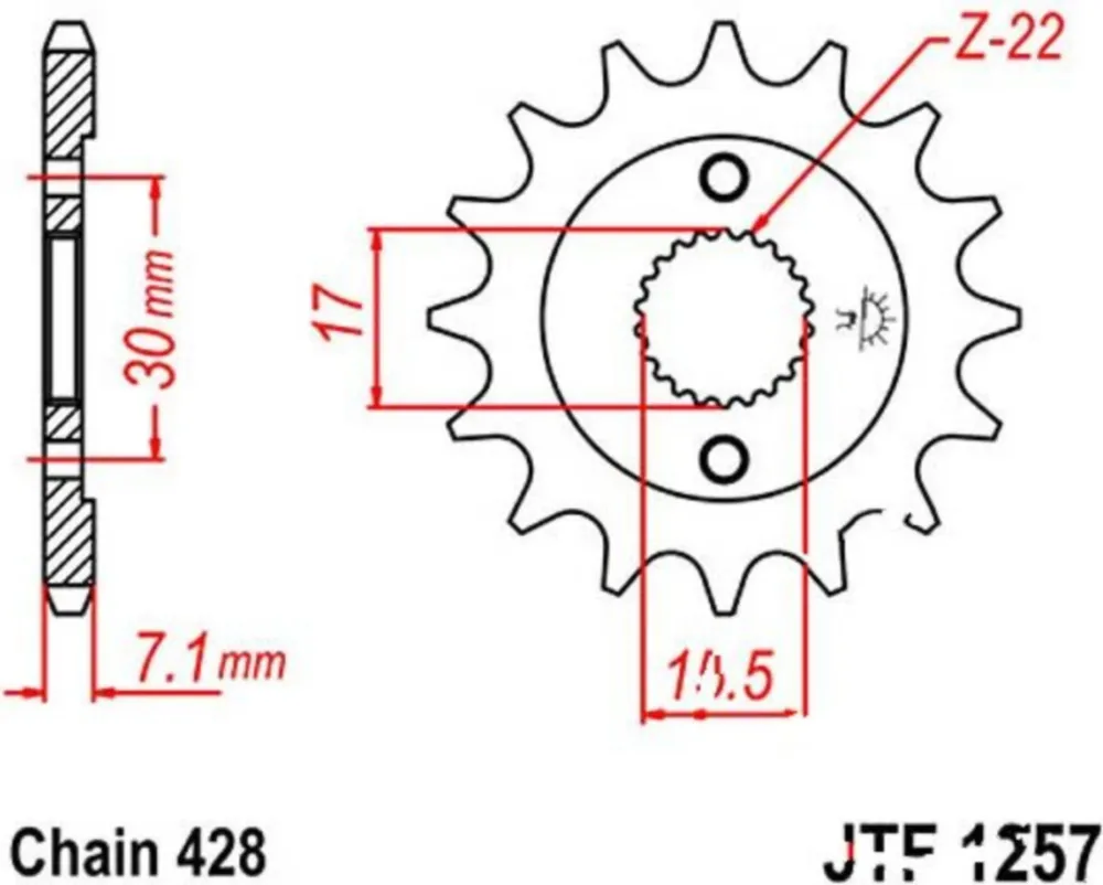 Front sprocket 14t pitch 428 JTF125714