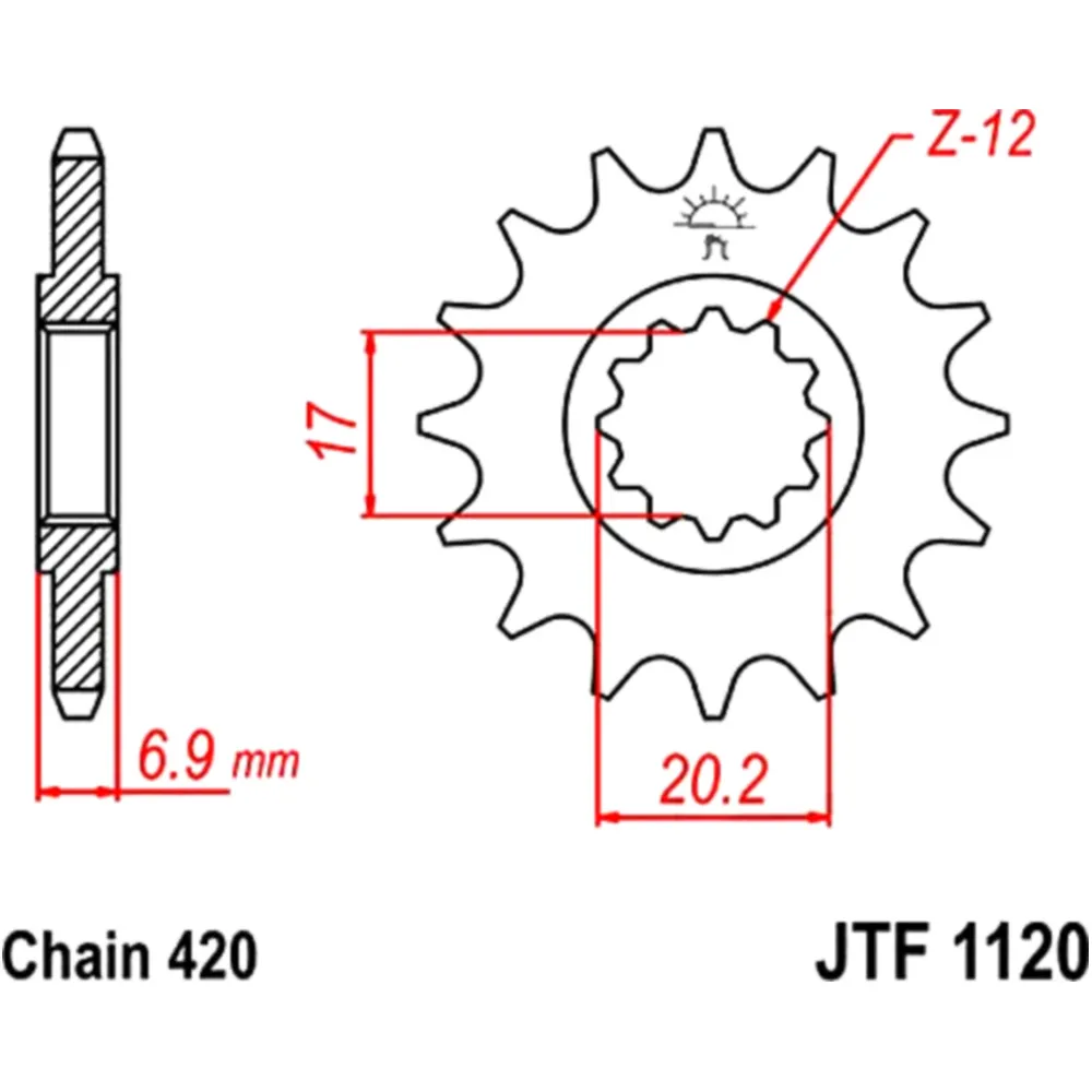 Front sprocket 14t 420 pitch JTF112014