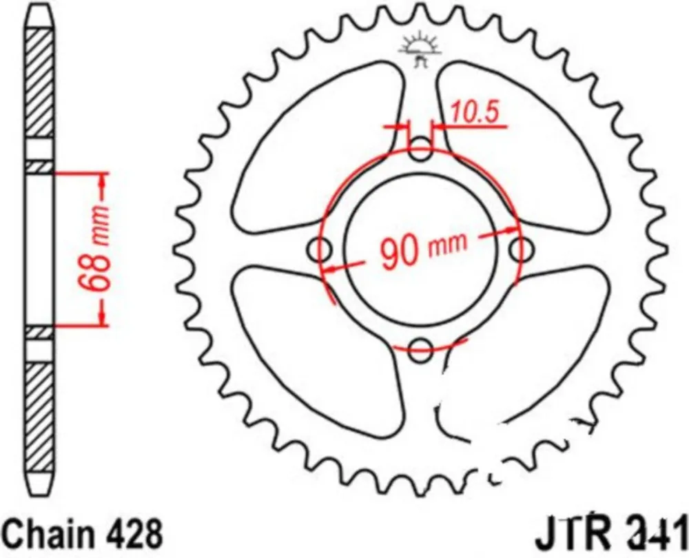 Rear sprocket 53tooth pitch 428 JTR24153