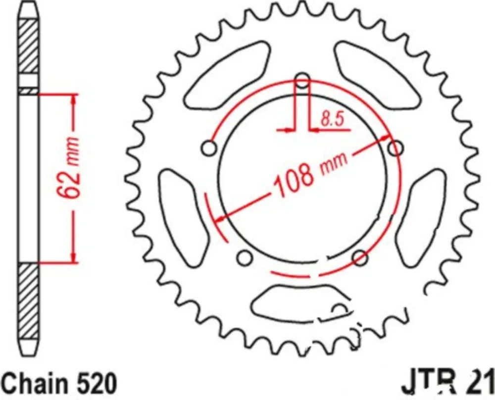 Kettenblatt Kettenrad 40Z Teilung 520 JTR2140
