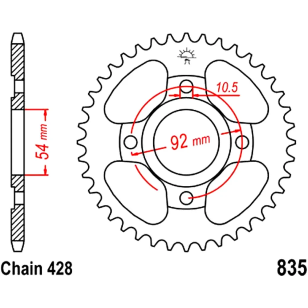 Rear sprocket 47tooth pitch 428
