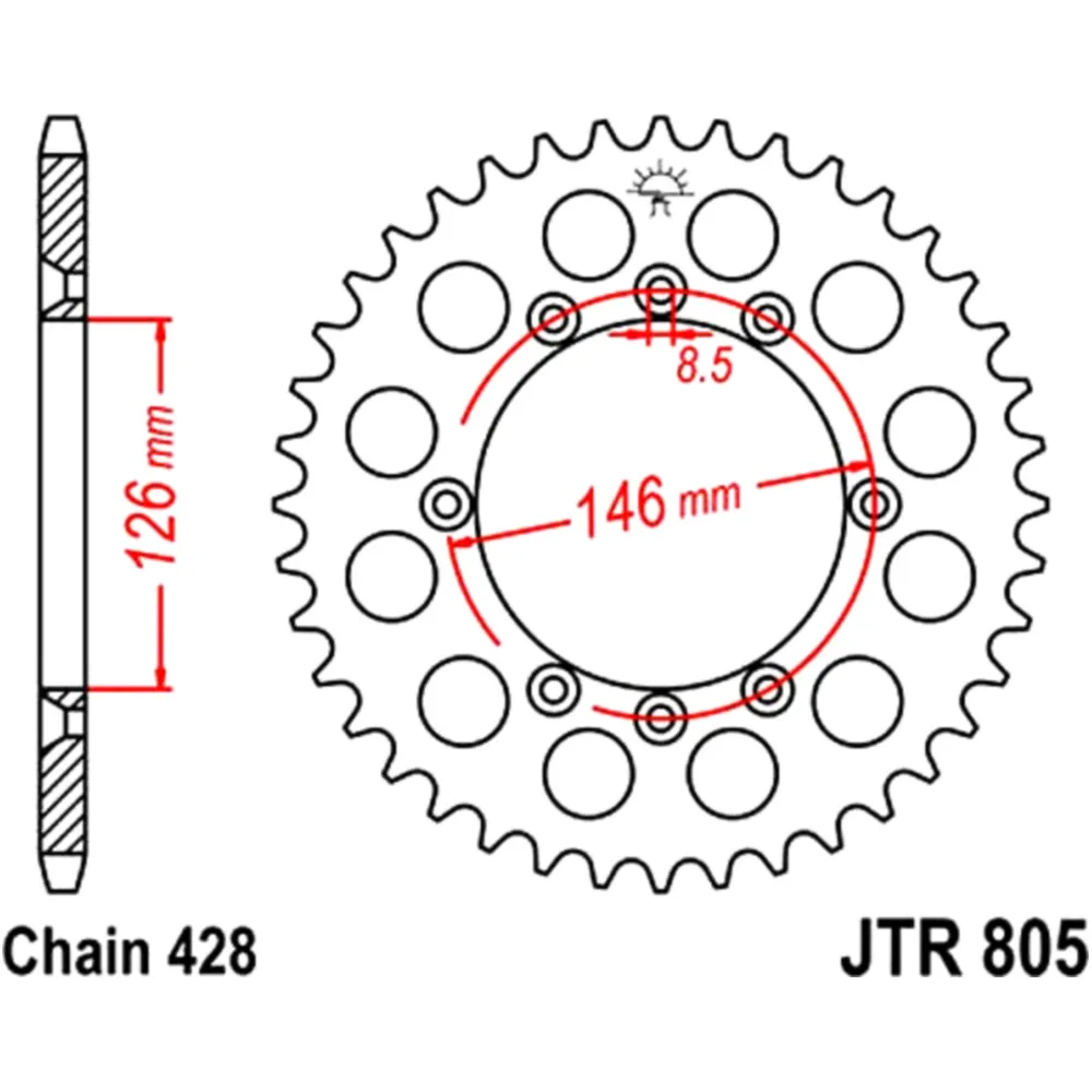 Rear sprocket 50 tooth pitch 428