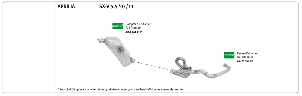 ARROW Krümmer SXV450 und SXV550 07-14