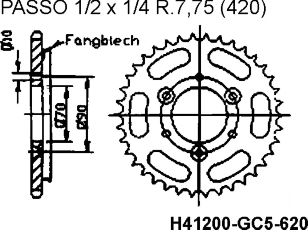 Rear sprocket 45 tooth pitch 420 95R23945F